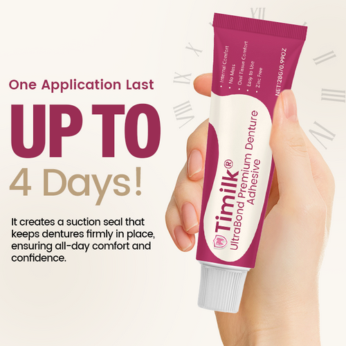Timilk® UltraBond Premium Denture Adhesive 🔥 FDA Certified (Clinically Proven 4-Day Hold for Secure, Comfortable & Zinc-Free Denture Fit 🦷)🔥